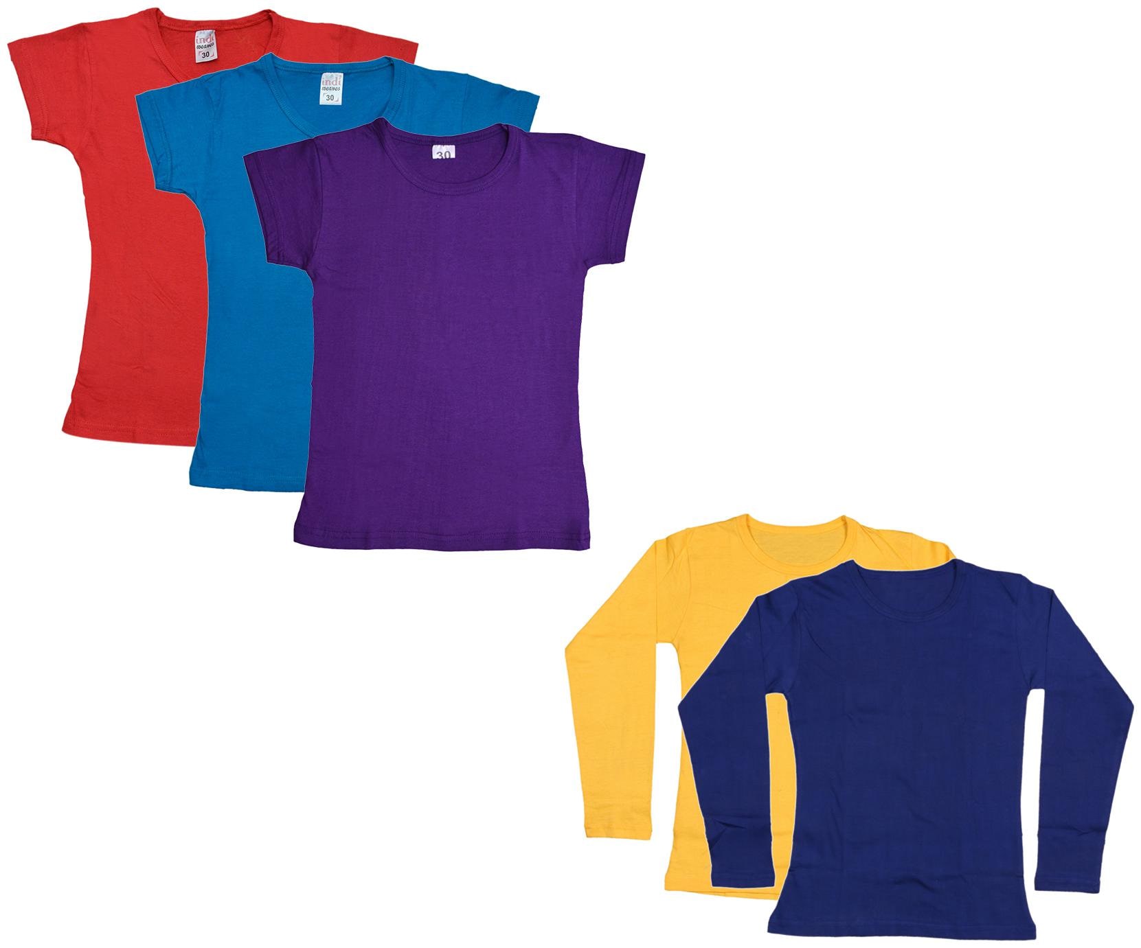 

Indiweaves Girl Cotton Solid T shirt - Multi