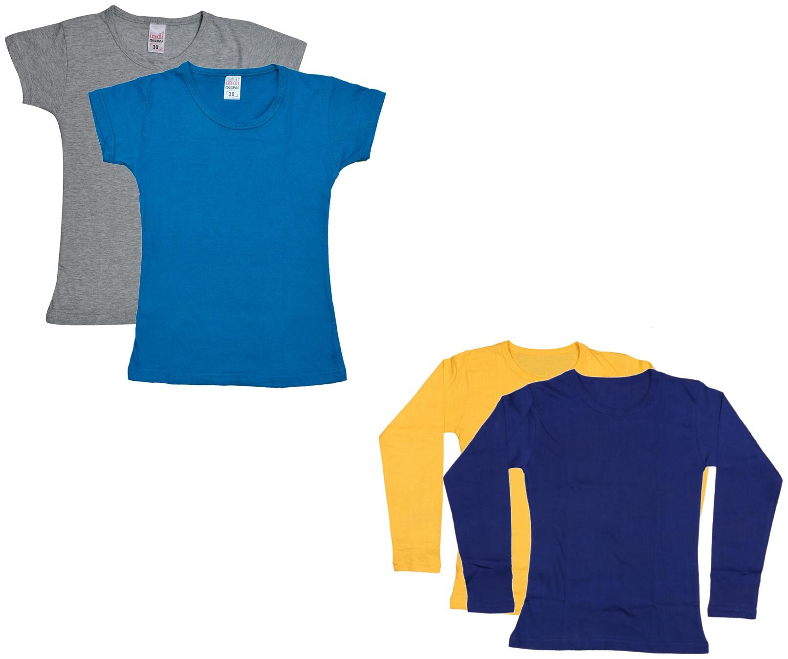 

Indiweaves Girl Cotton Solid T shirt - Multi