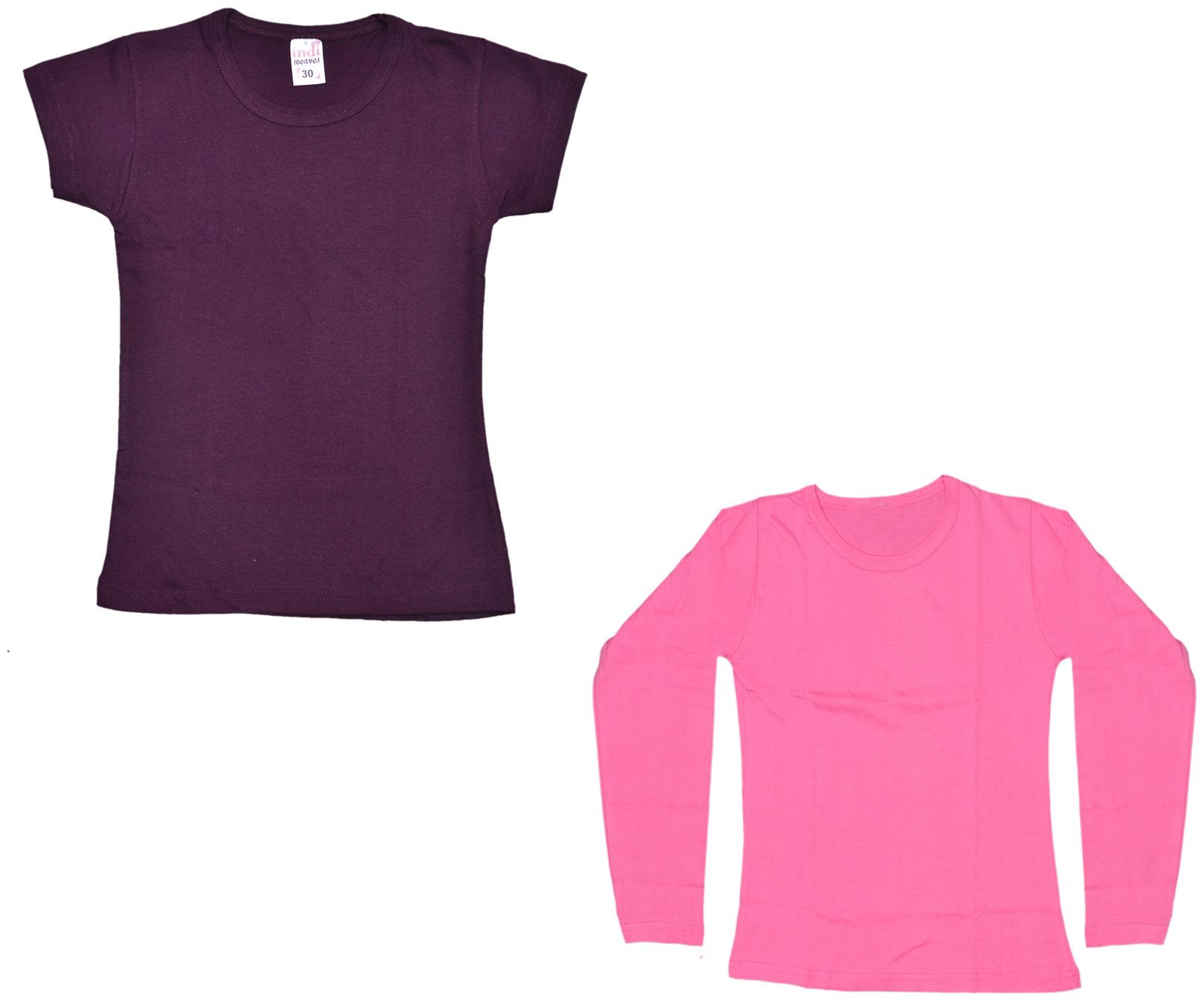 

Indiweaves Girl Cotton Solid T shirt - Multi