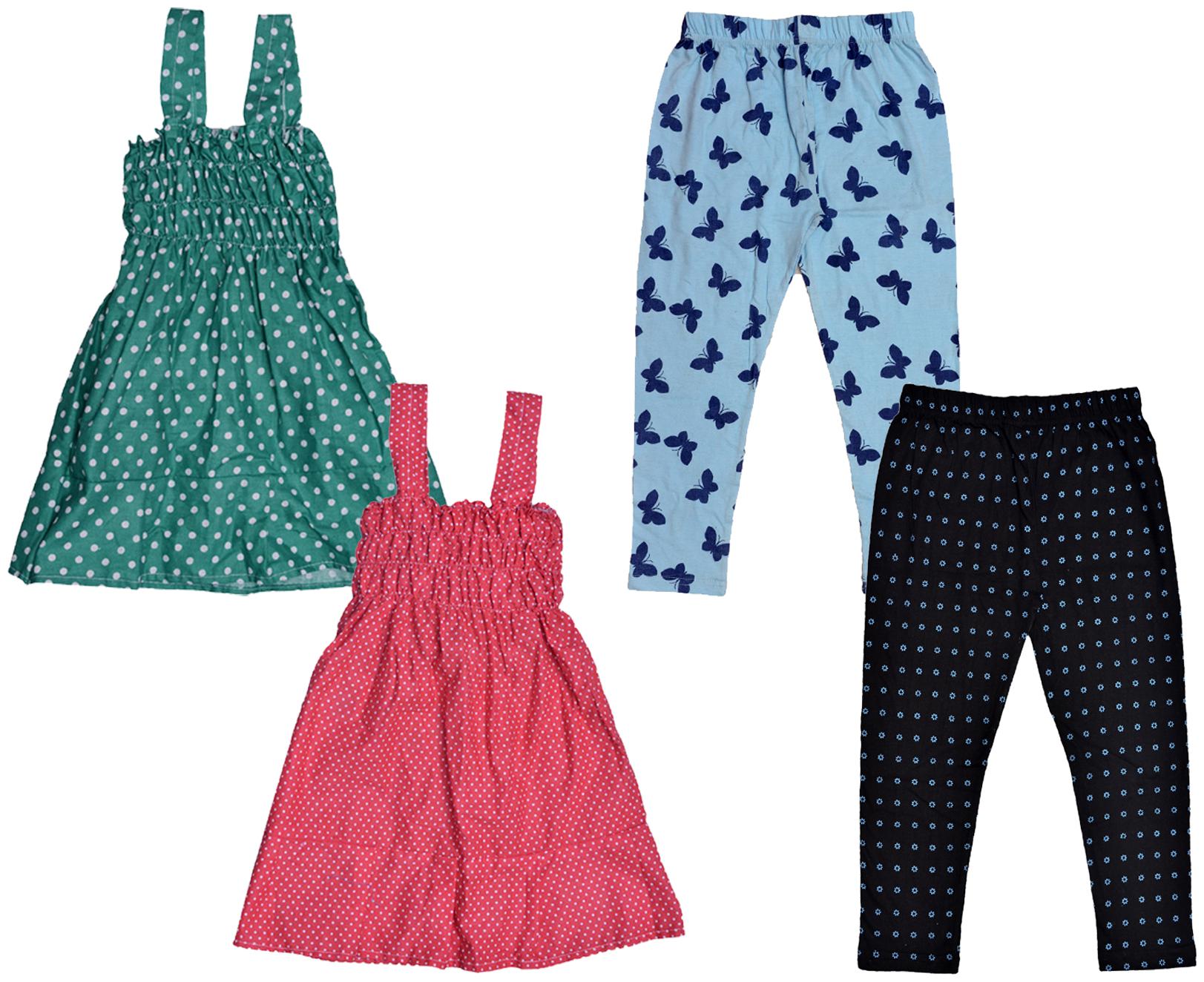 

Indiweaves Girl Cotton Top Bottom Set - Multi
