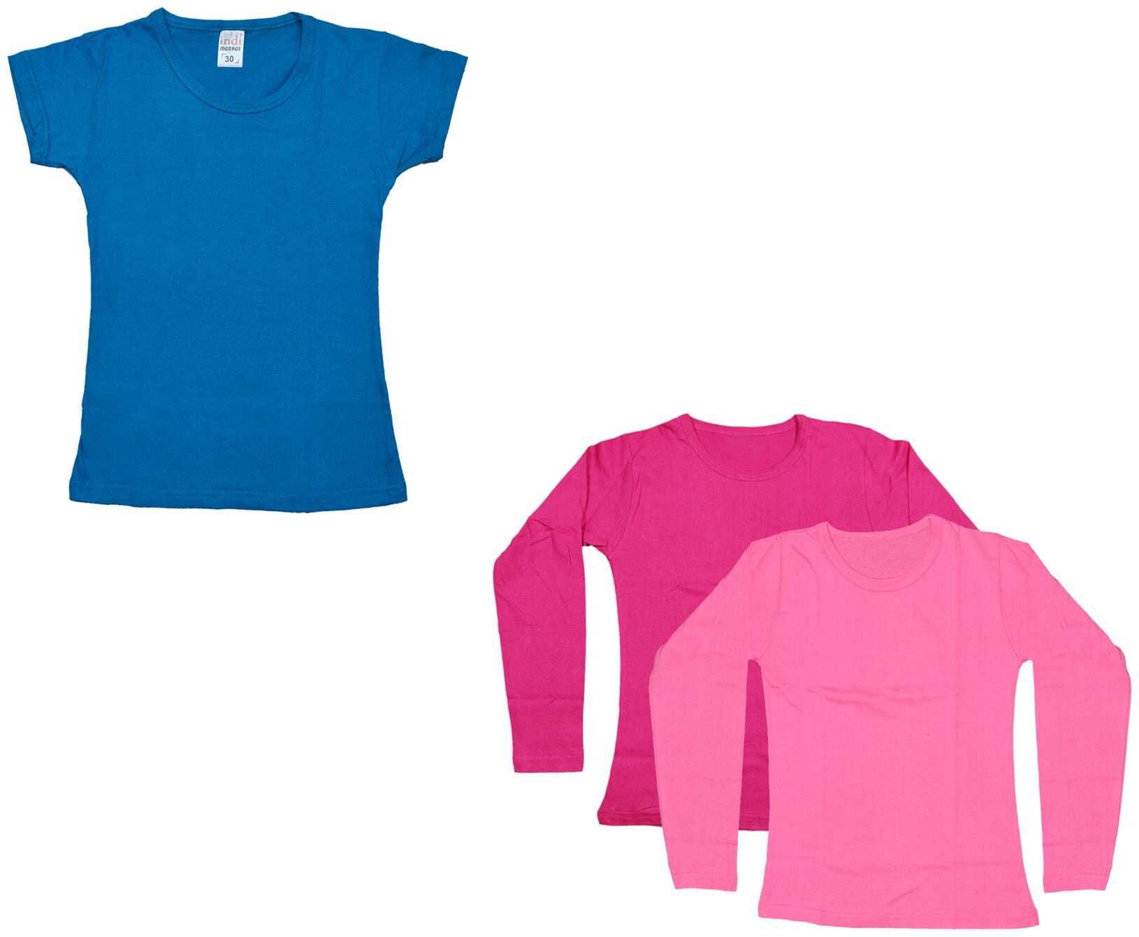 

Indiweaves Girl Cotton Solid T shirt - Multi