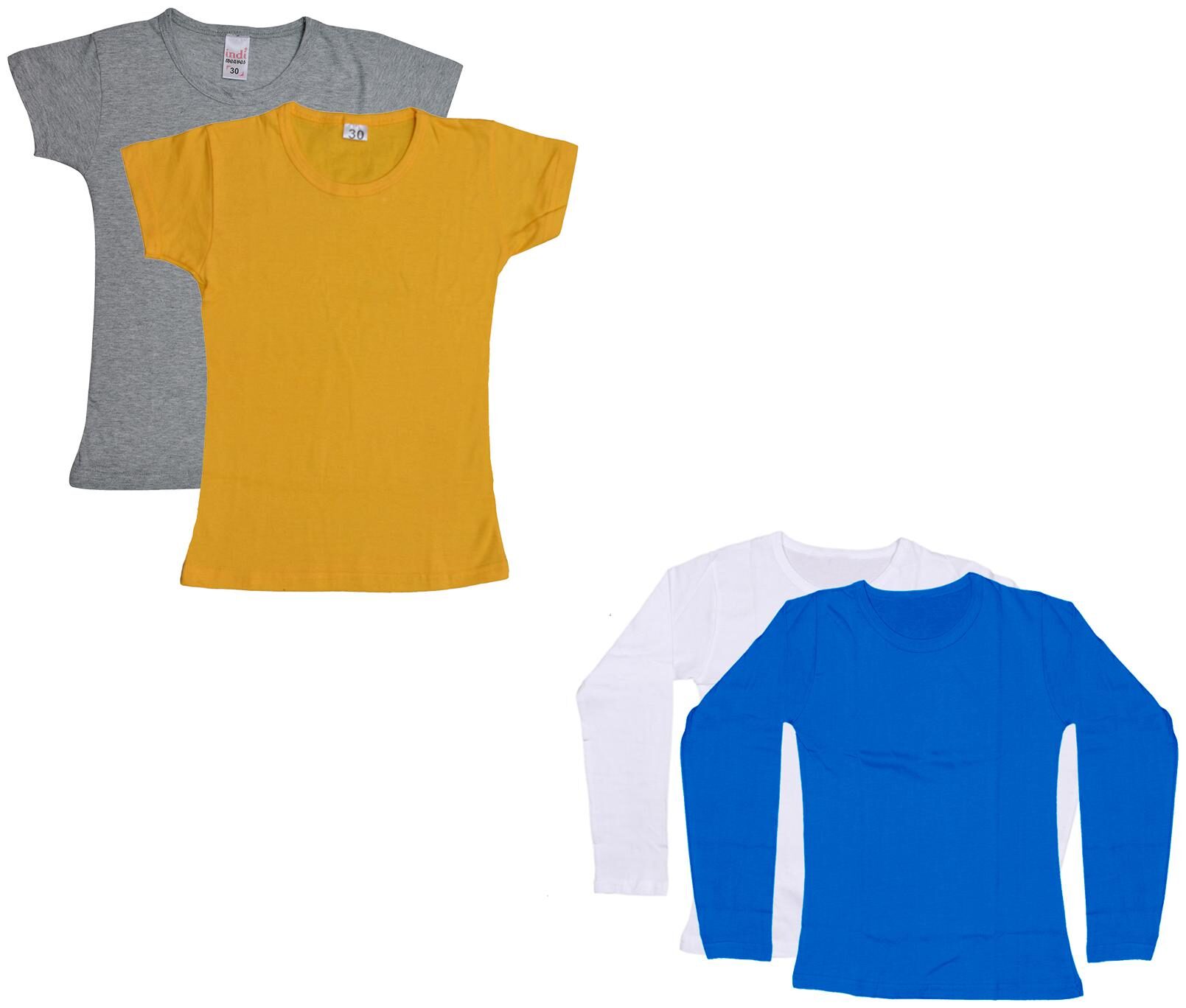 

Indiweaves Girl Cotton Solid T shirt - Multi