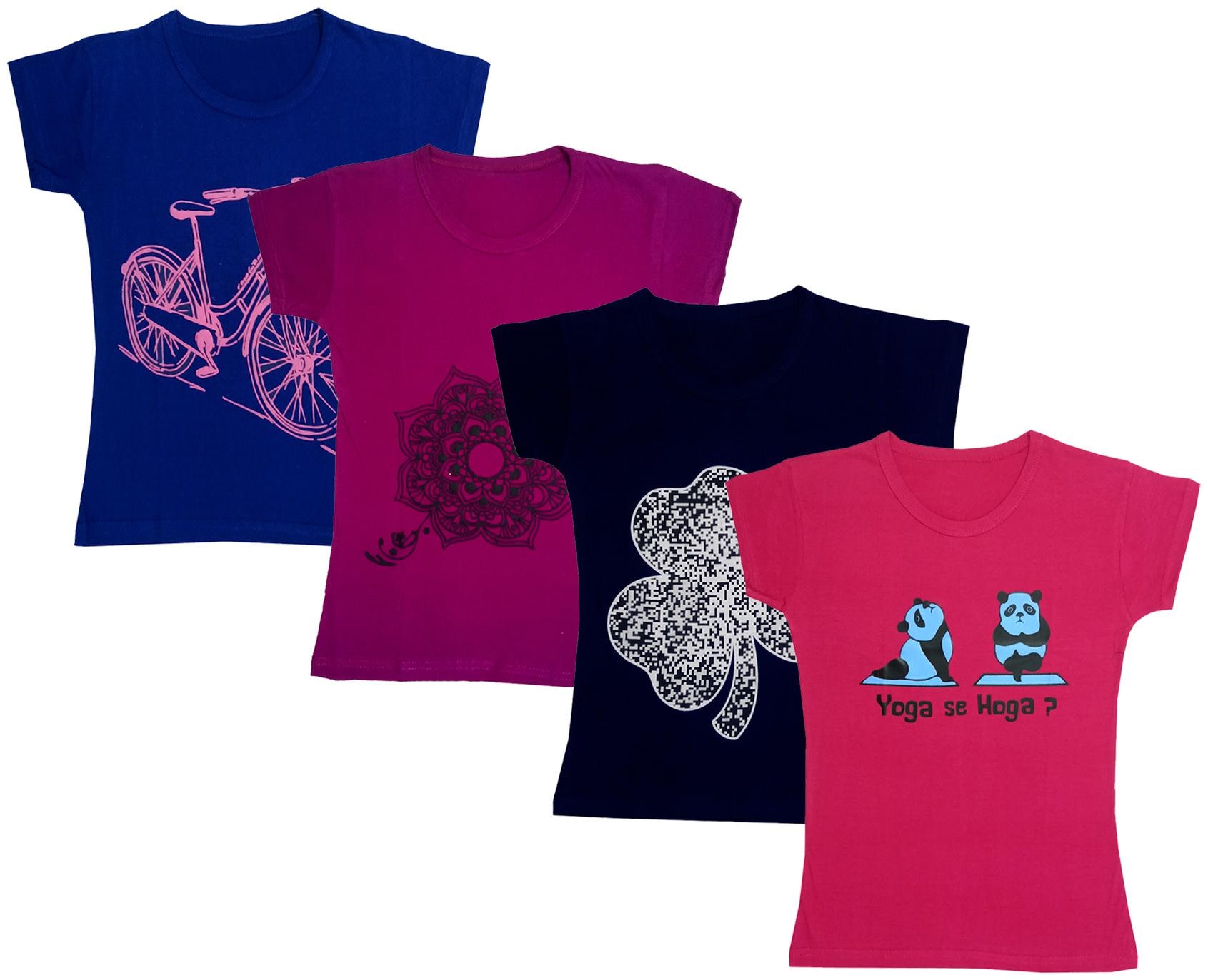 

Indiweaves Girl Cotton Printed T shirt - Multi