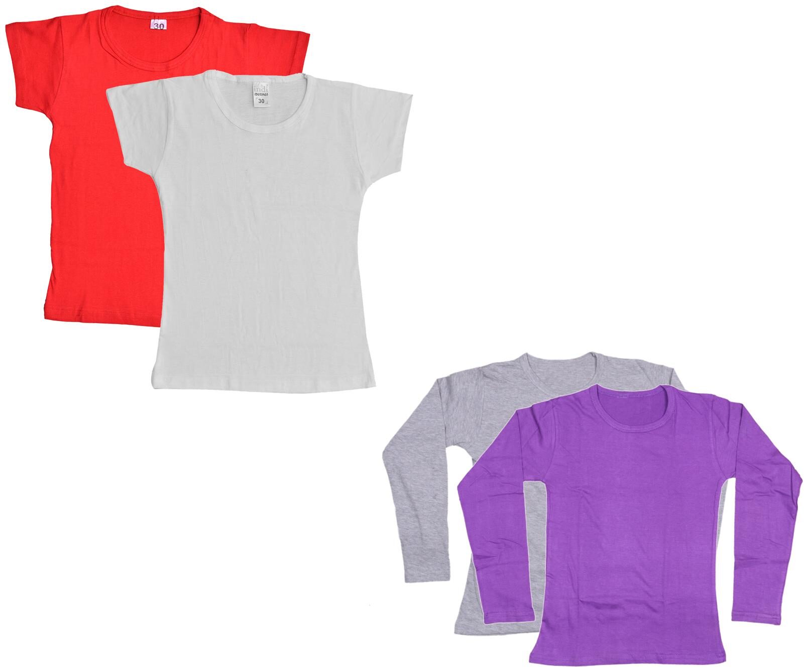 

Indiweaves Girl Cotton Solid T shirt - Multi
