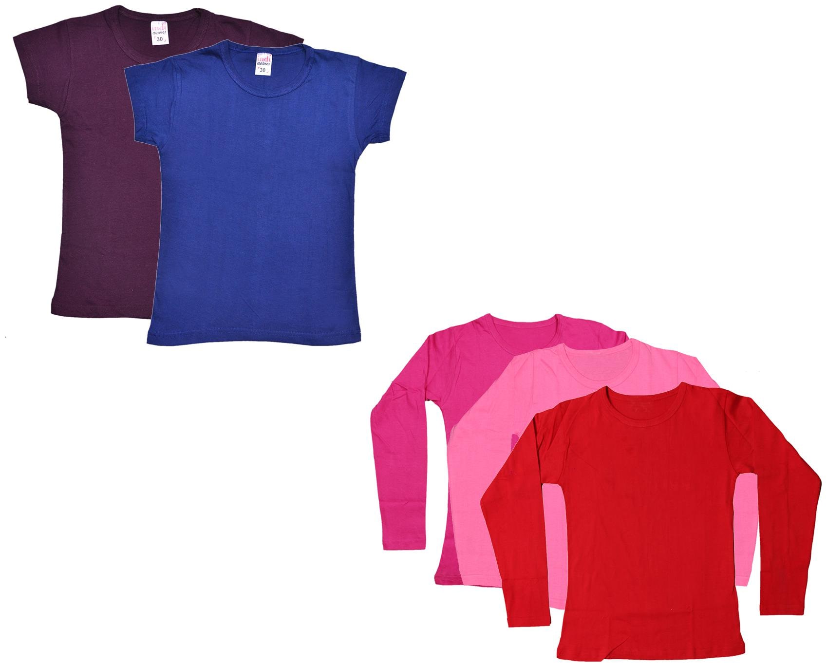 

Indiweaves Girl Cotton Solid T shirt - Multi