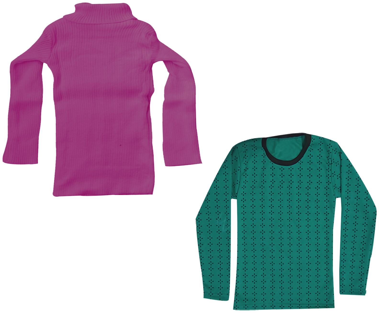 

Indiweaves Girl Wool Printed T shirt - Purple Green