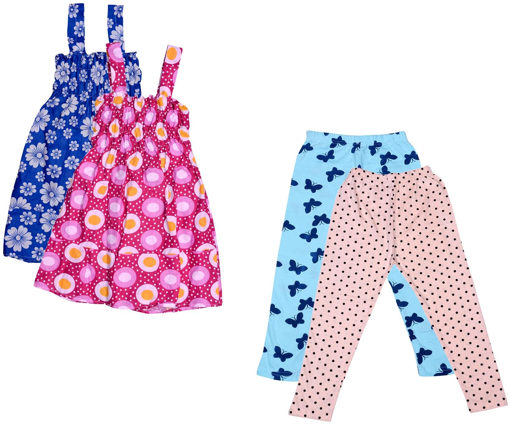 

Indiweaves Girl Cotton Top Bottom Set - Multi