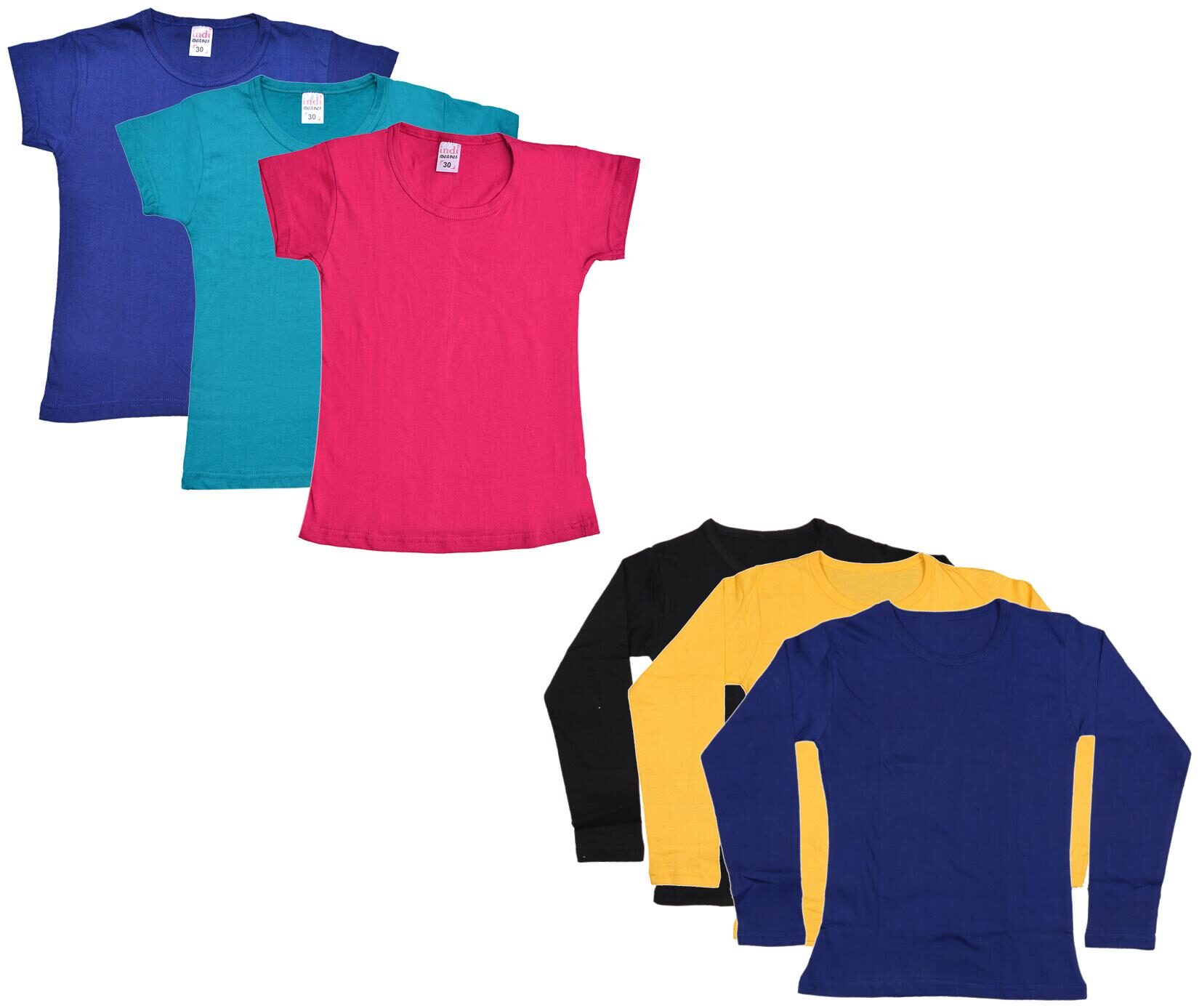 

Indiweaves Girl Cotton Solid T shirt - Multi
