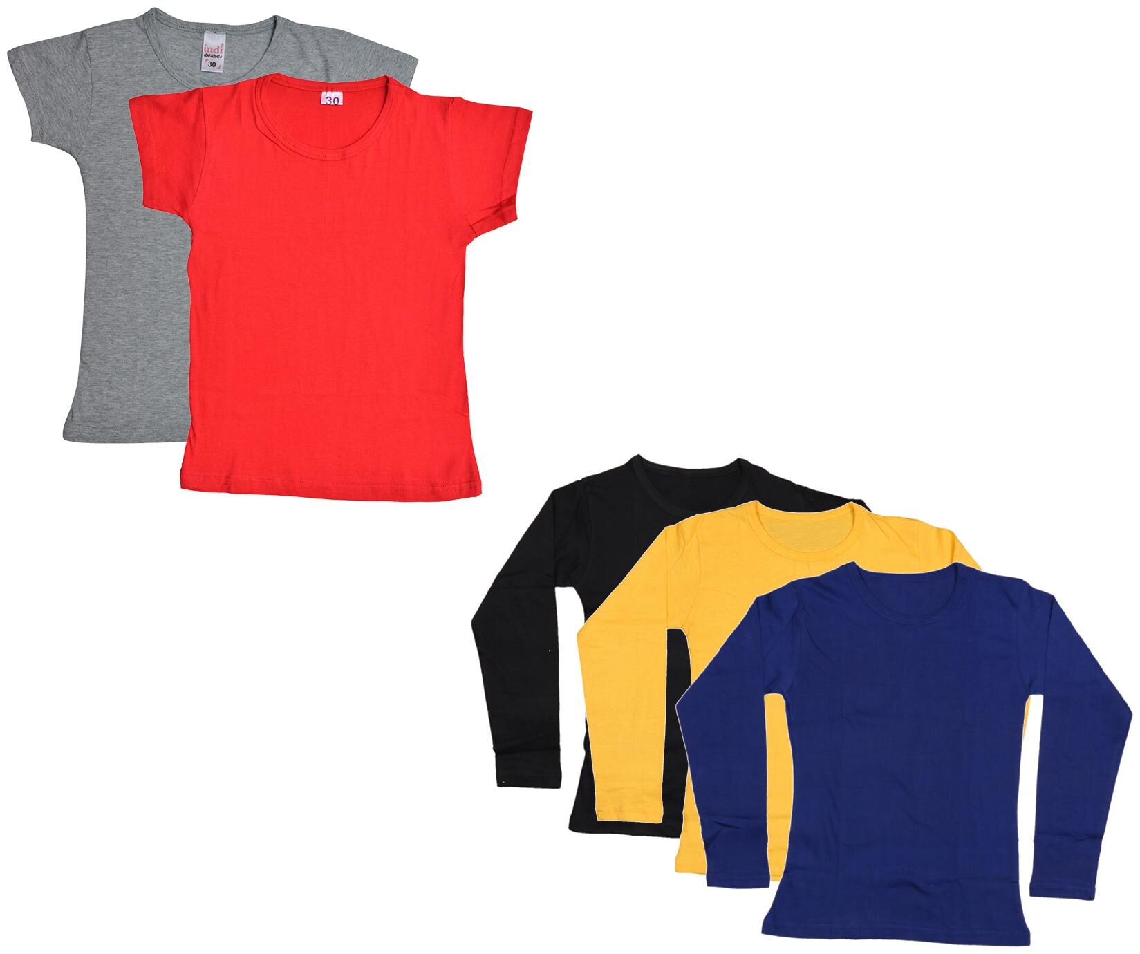 

Indiweaves Girl Cotton Solid T shirt - Multi
