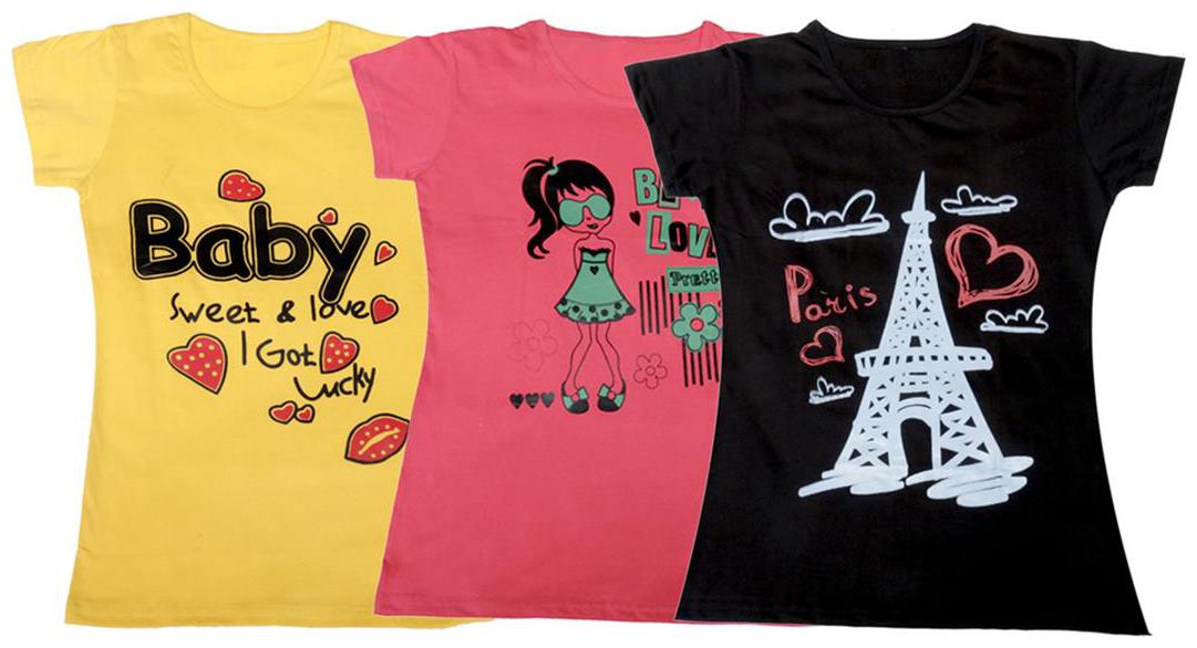 

Indiweaves Girl Cotton Solid T shirt - Multi