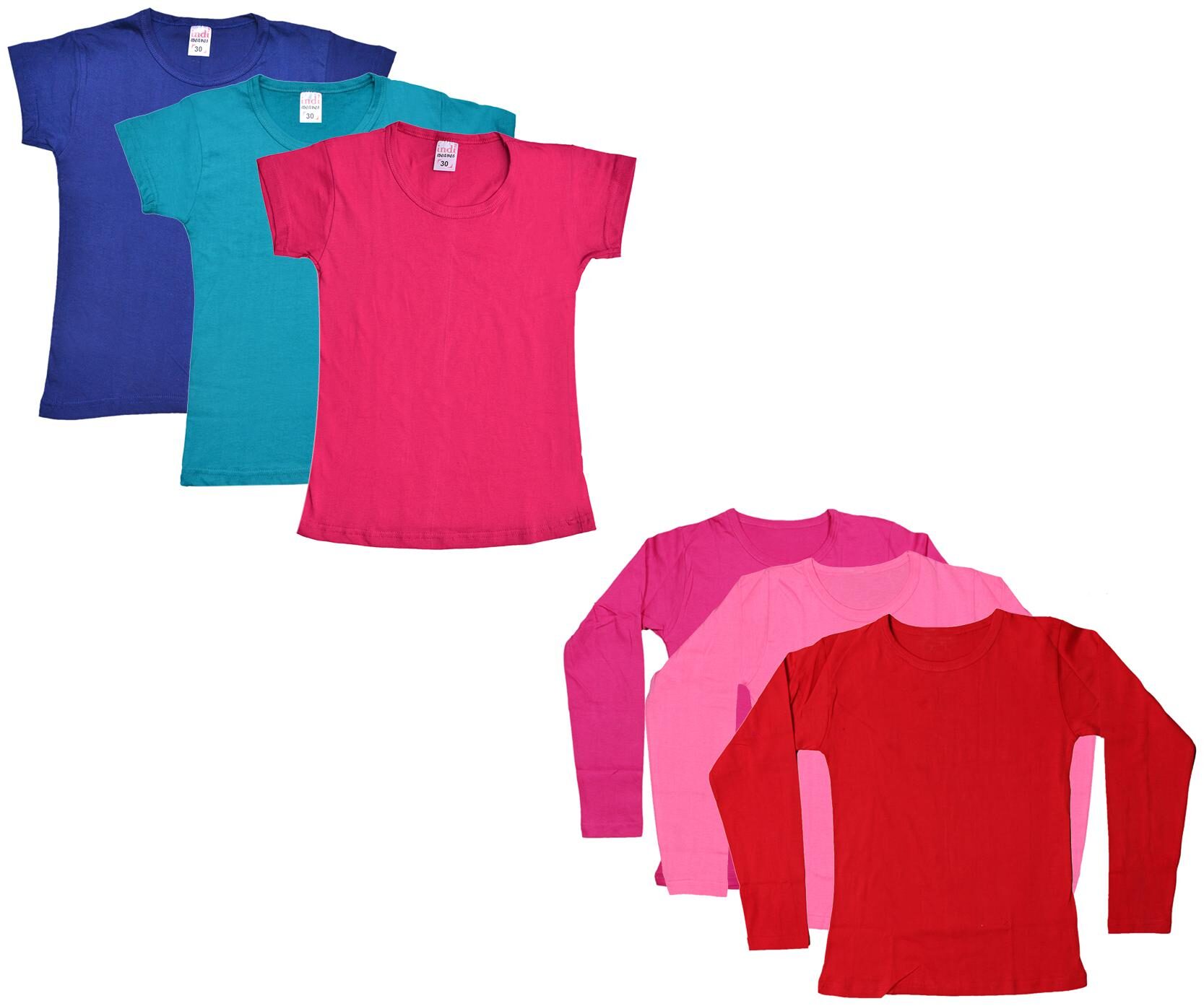 

Indiweaves Girl Cotton Solid T shirt - Multi