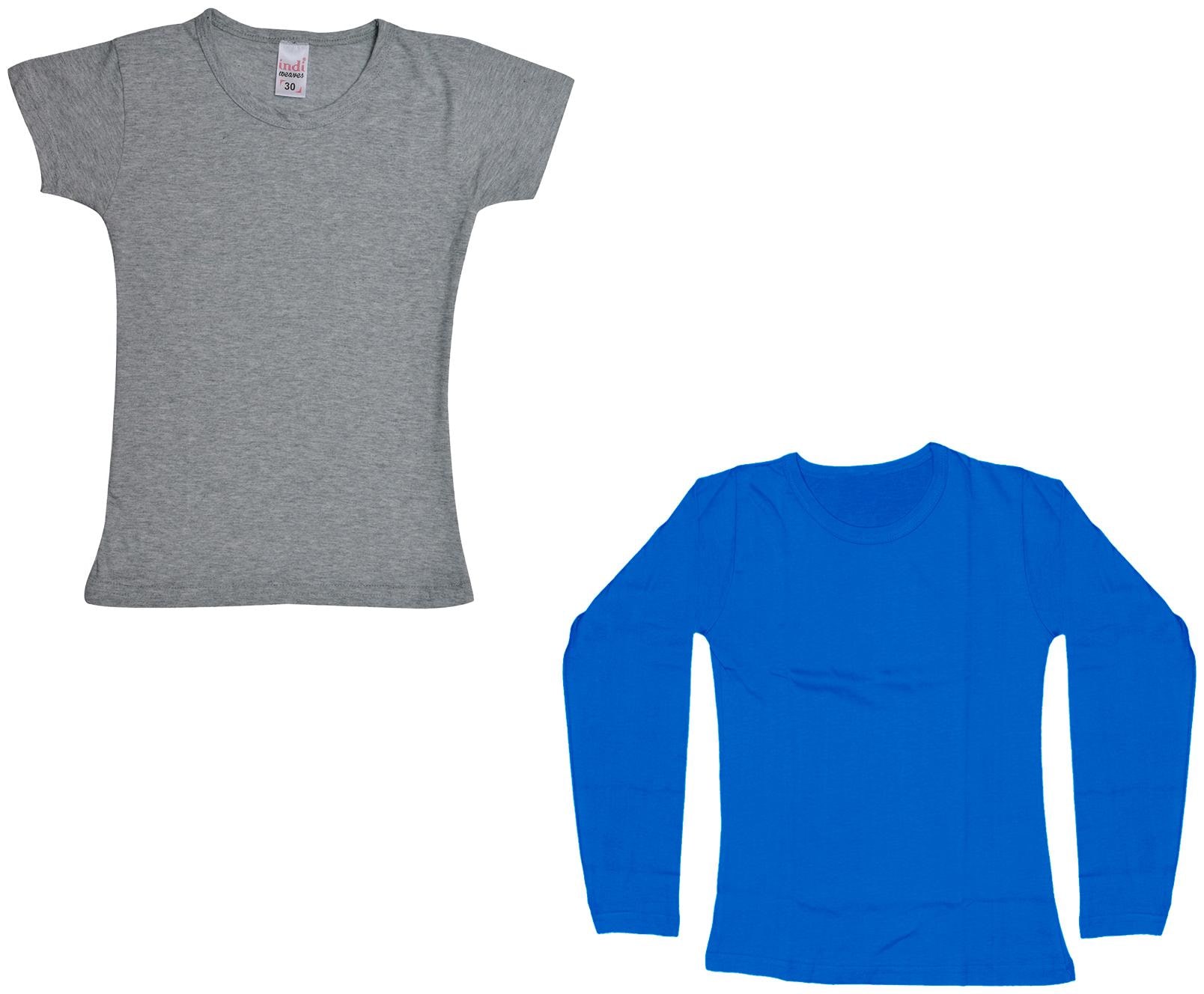 

Indiweaves Girl Cotton Solid T shirt - Multi