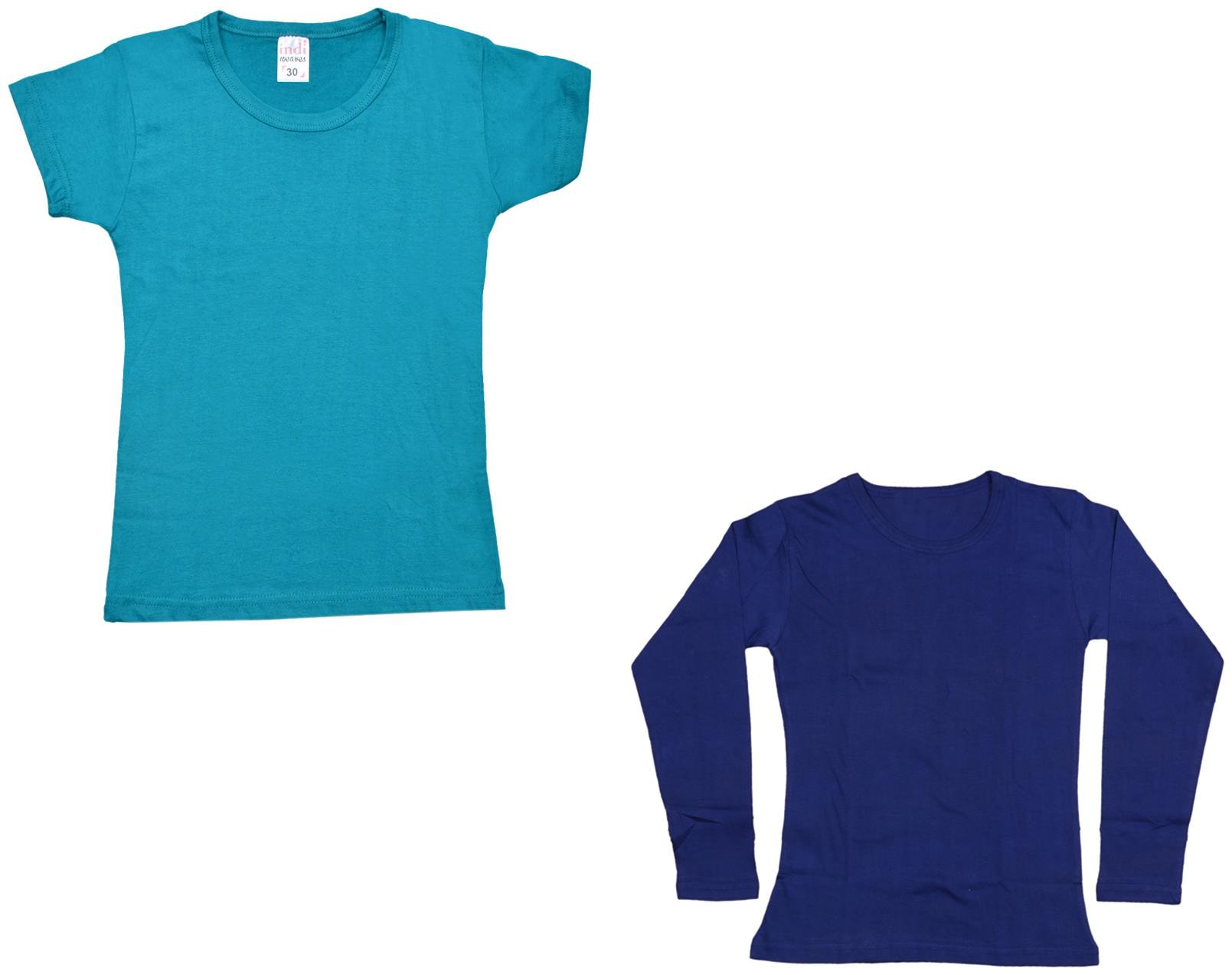 

Indiweaves Girl Cotton Solid T shirt - Multi