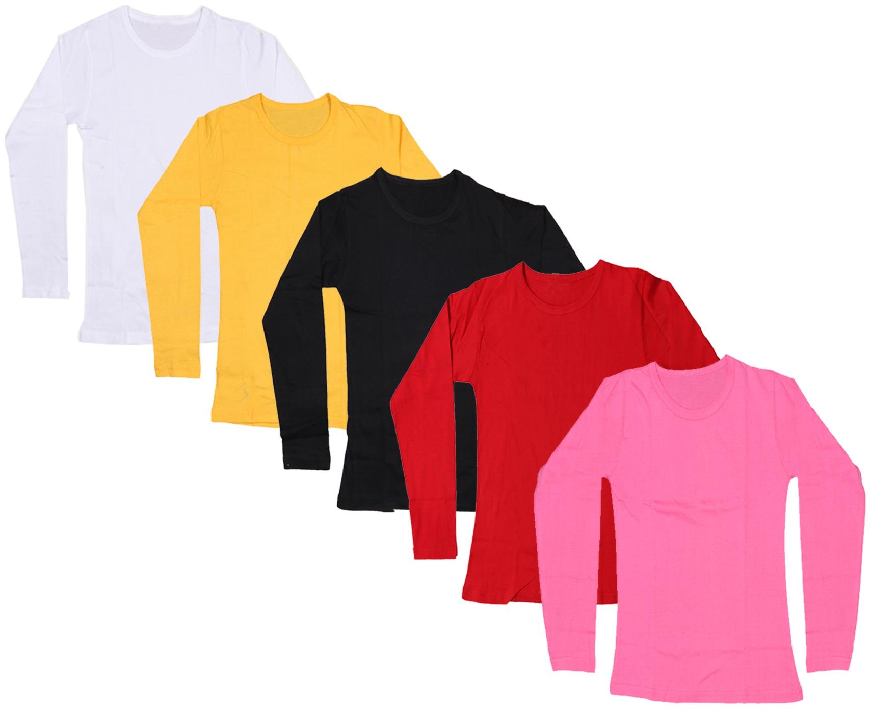 

Indiweaves Girl Cotton Solid T shirt - Multi