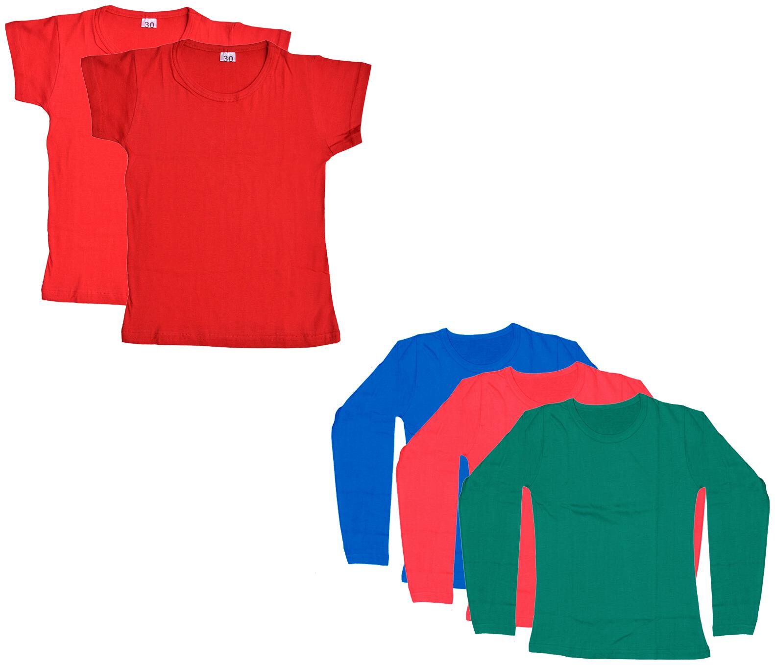 

Indiweaves Girl Cotton Solid T shirt - Multi
