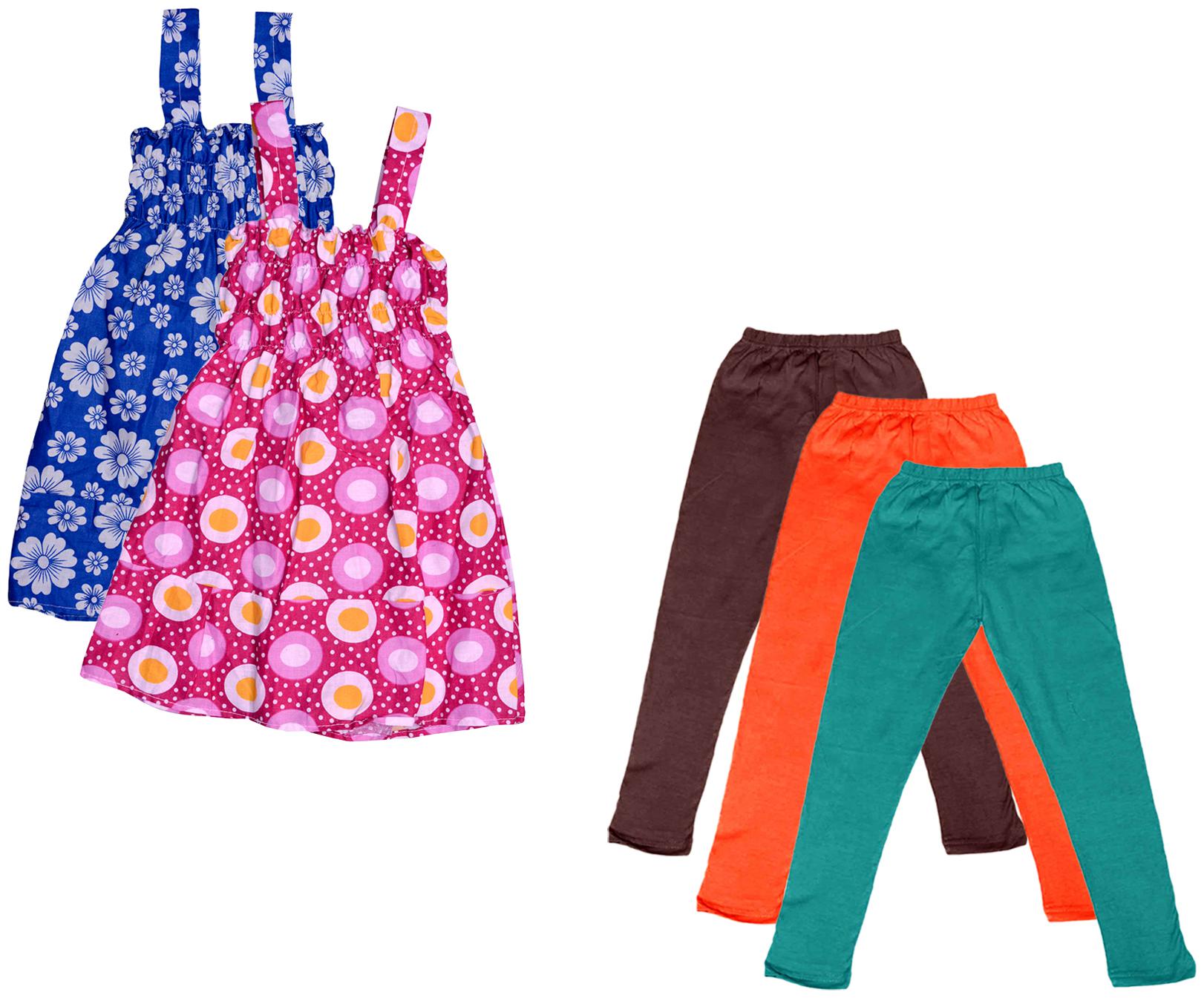 

Indiweaves Girl Cotton Top Bottom Set - Multi