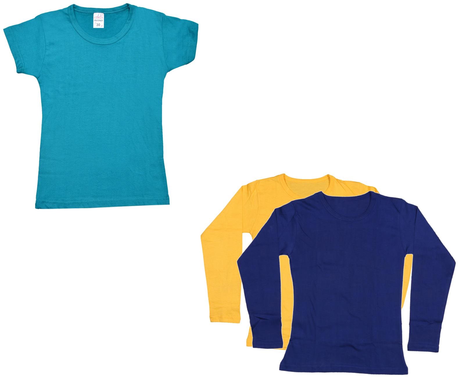 

Indiweaves Girl Cotton Solid T shirt - Multi