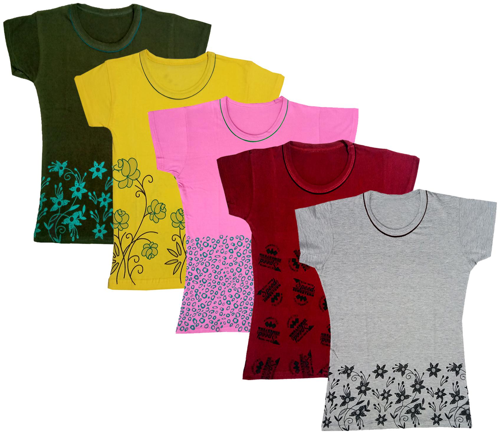

Indiweaves Girl Cotton Printed T shirt - Multi