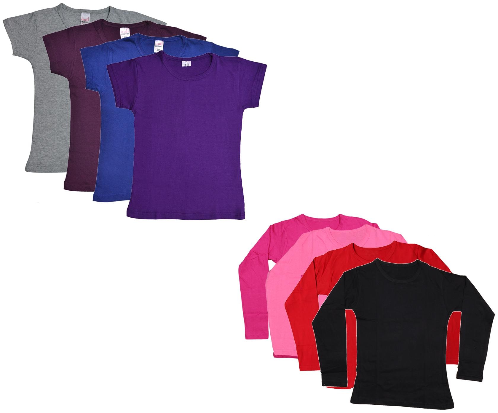 

Indiweaves Girl Cotton Solid T shirt - Multi