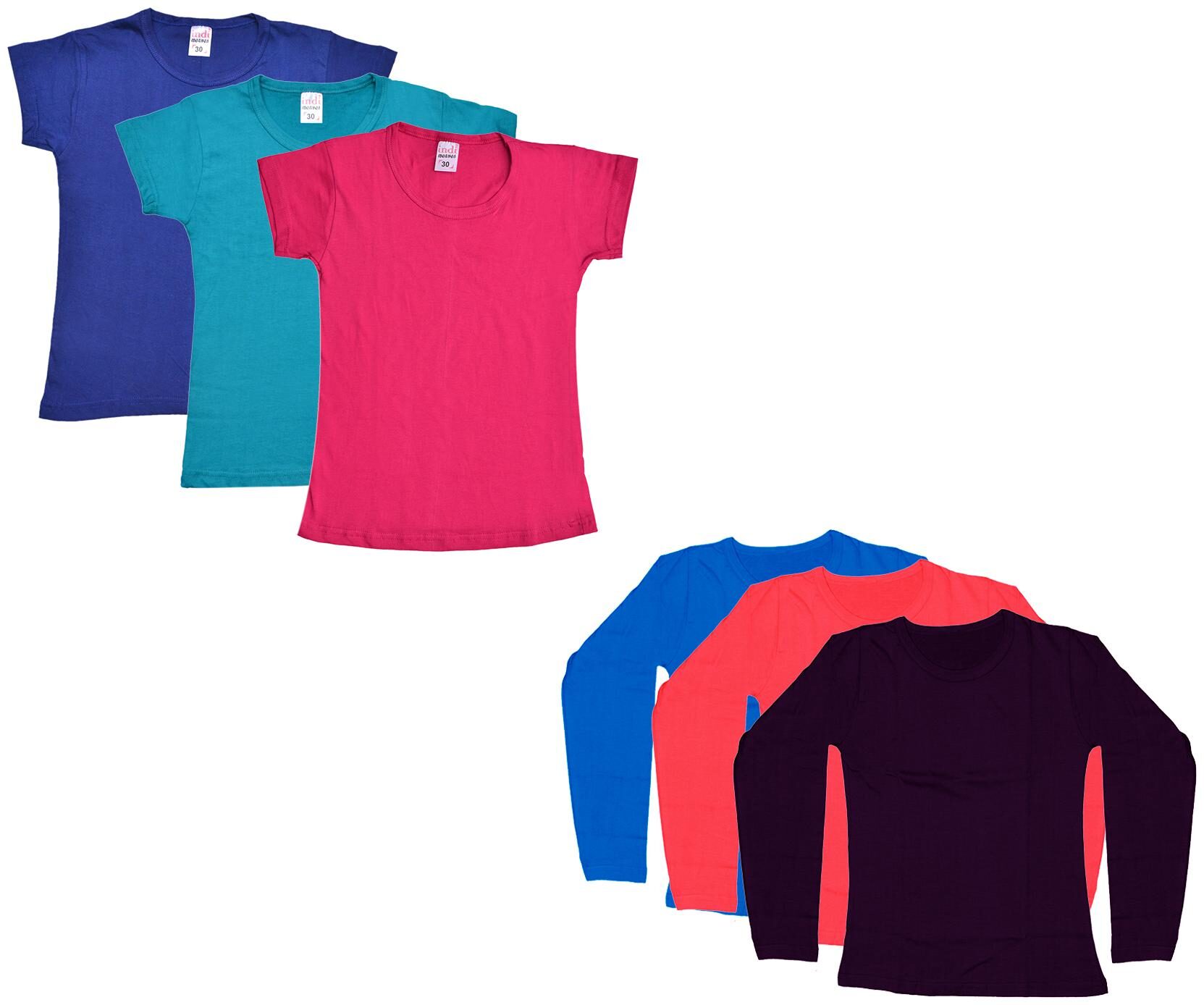 

Indiweaves Girl Cotton Solid T shirt - Multi