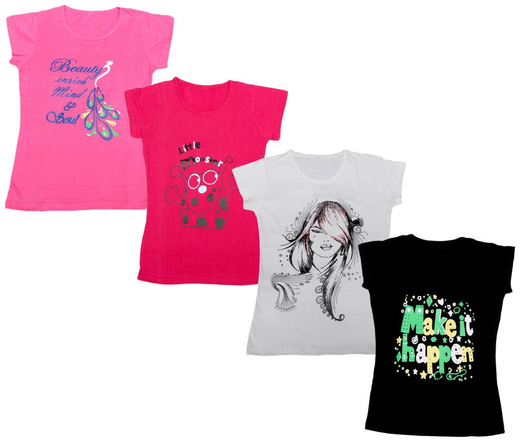 

Indiweaves Girl Cotton Printed T shirt - Multi