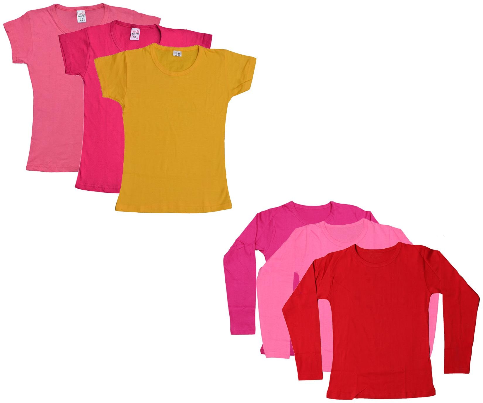 

Indiweaves Girl Cotton Solid T shirt - Multi