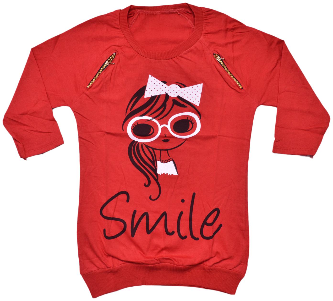 

Indiweaves Girl Cotton Printed Top - Red