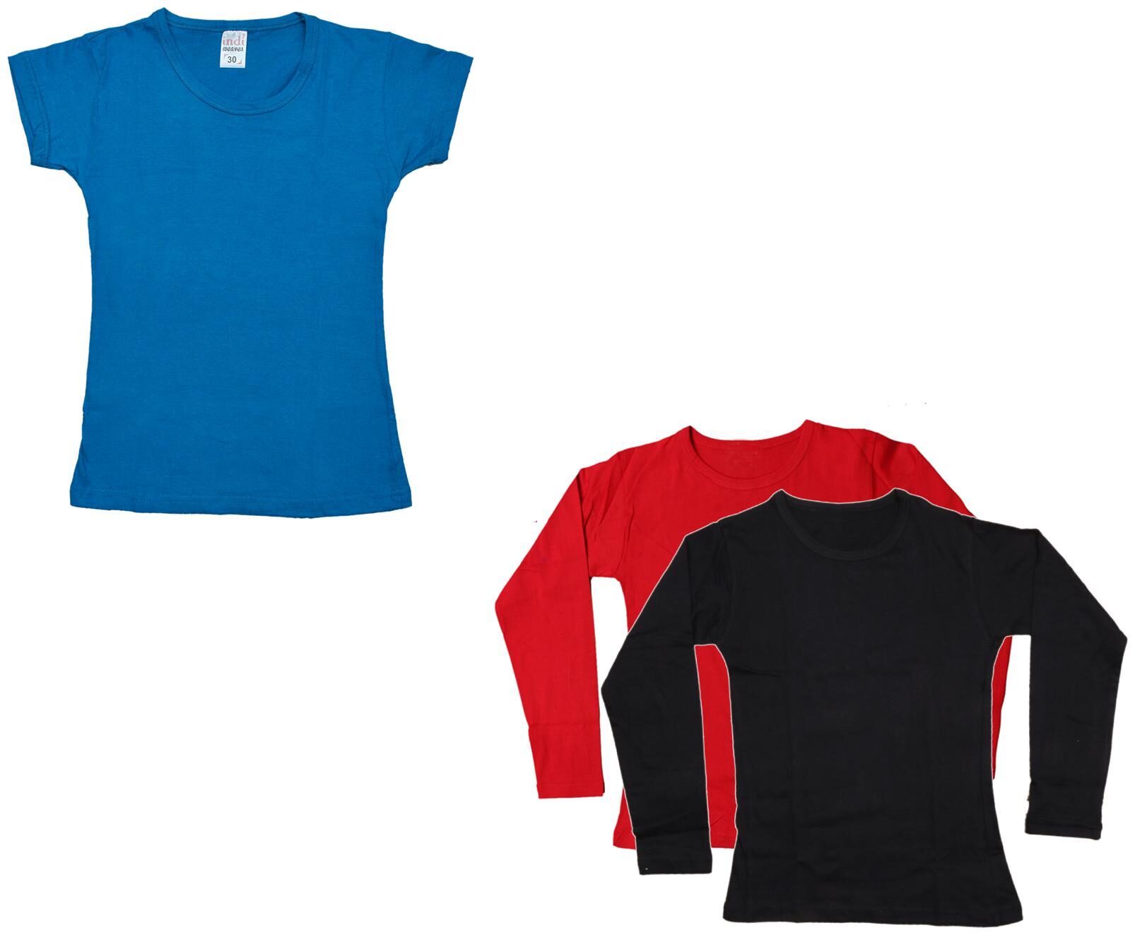 

Indiweaves Girl Cotton Solid T shirt - Multi