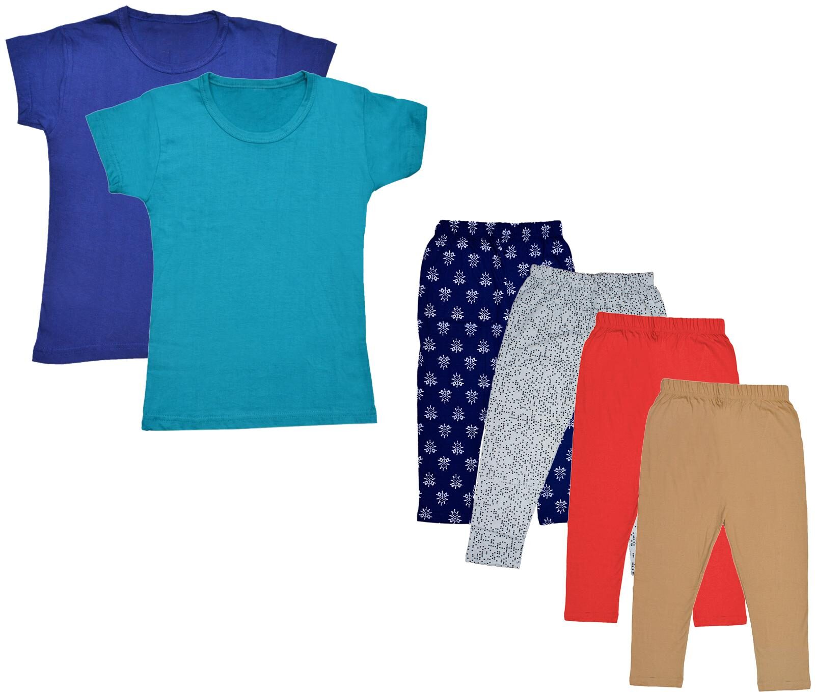 

Indiweaves Girl Cotton Top Bottom Set - Multi