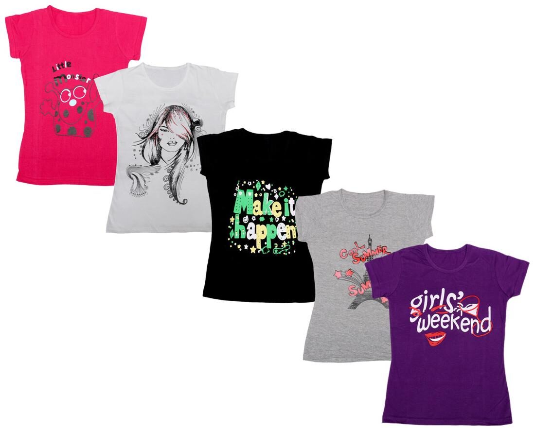 

Indiweaves Girl Cotton Printed T shirt - Multi