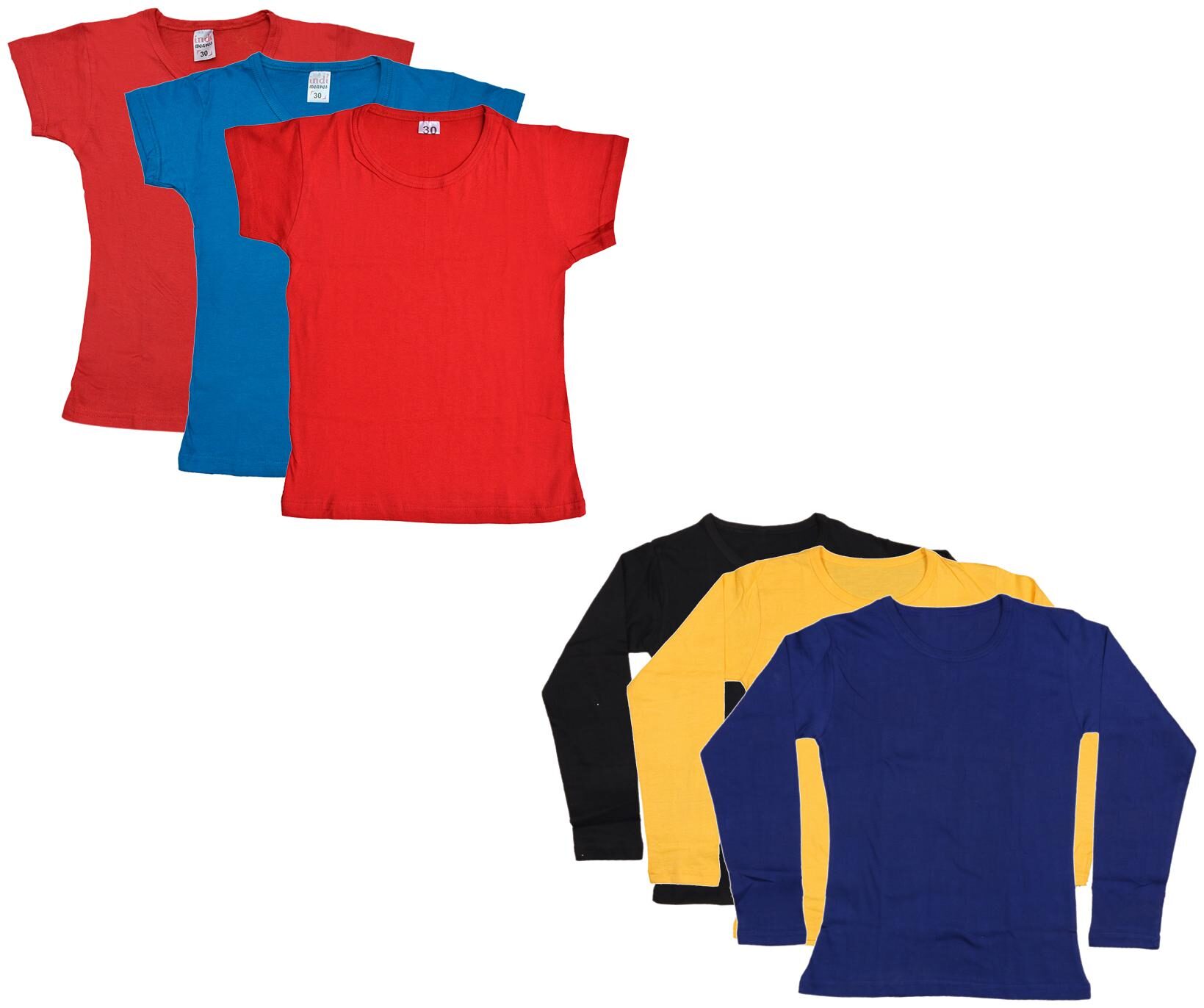 

Indiweaves Girl Cotton Solid T shirt - Multi