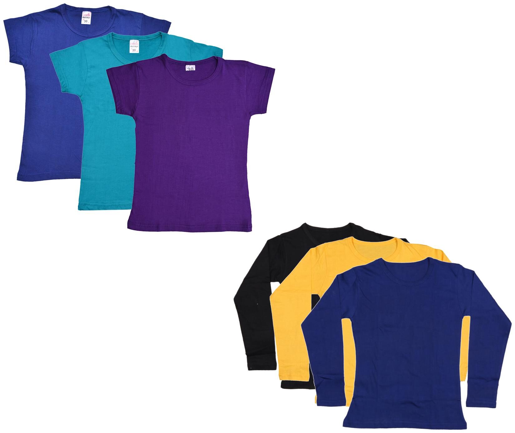 

Indiweaves Girl Cotton Solid T shirt - Multi