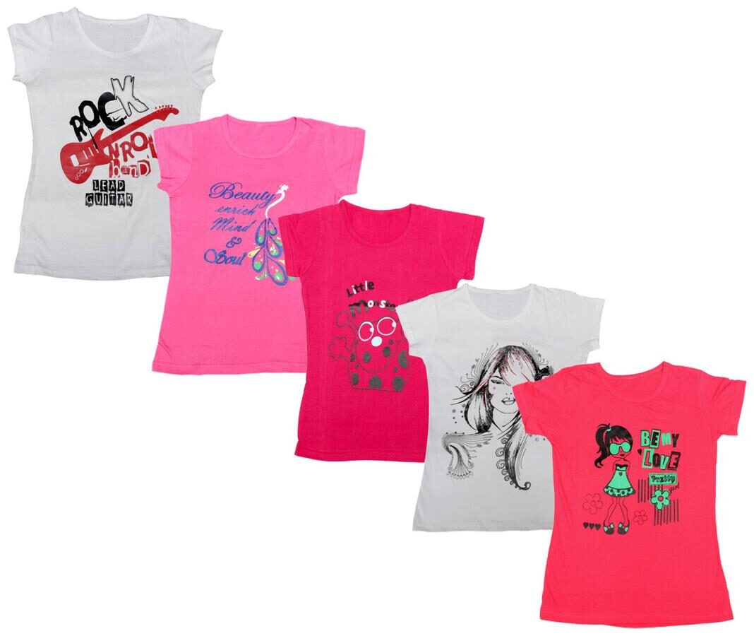 

Indiweaves Girl Cotton Printed T shirt - Black