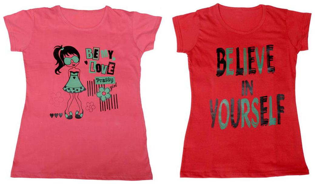 

Indiweaves Girl Cotton Solid T shirt - Multi