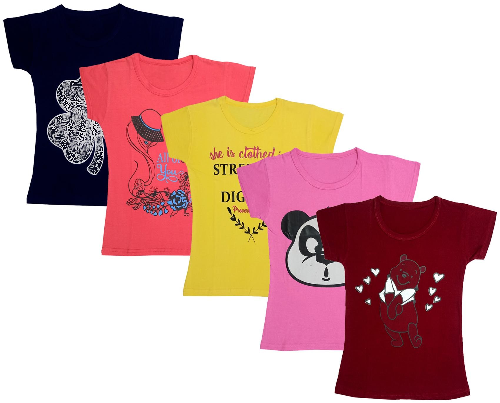 

Indiweaves Girl Cotton Printed T shirt - Multi