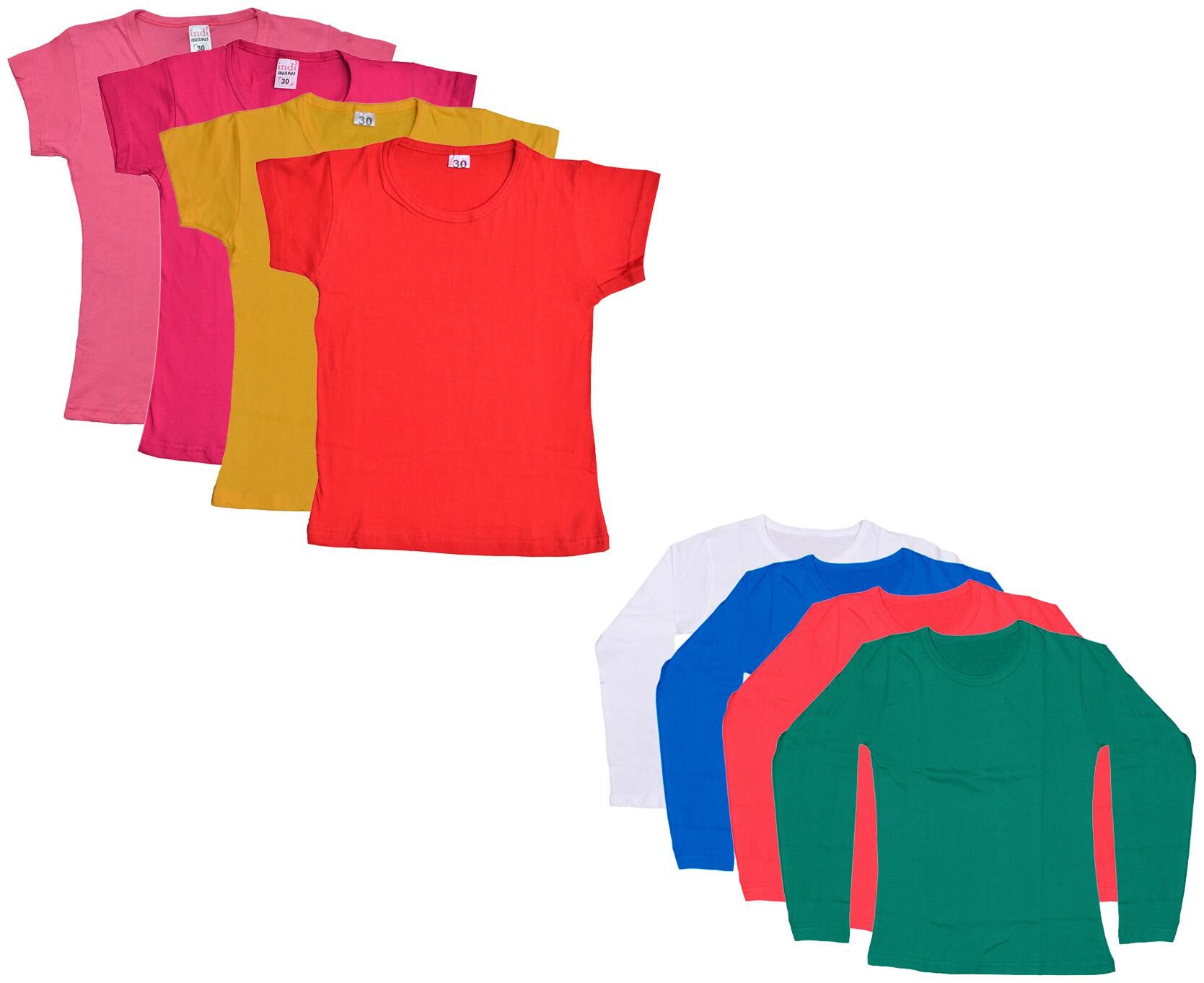 

Indiweaves Girl Cotton Solid T shirt - Multi