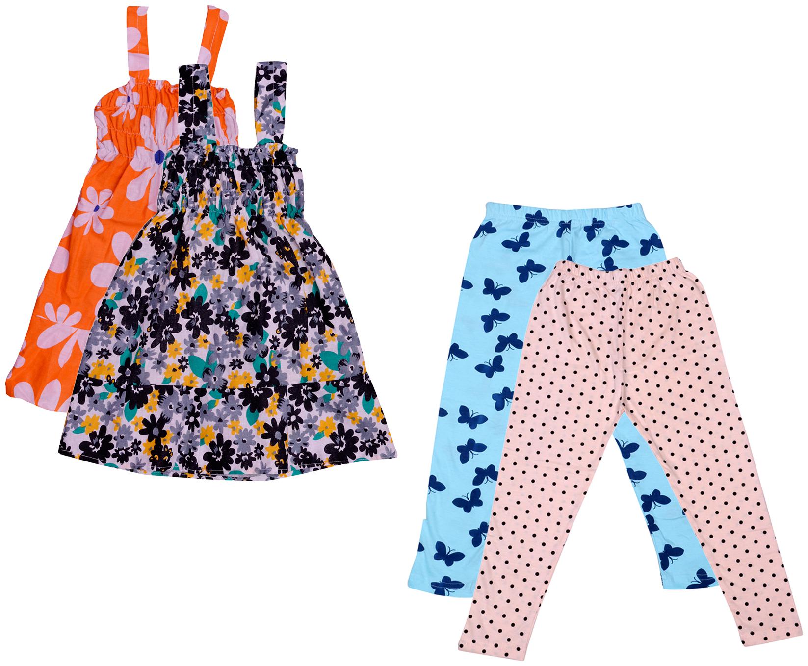 

Indiweaves Girl Cotton Top Bottom Set - Multi