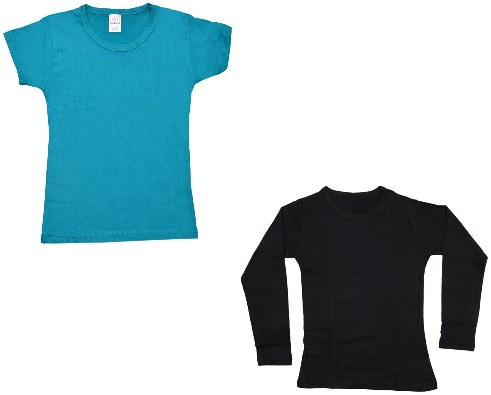 

Indiweaves Girl Cotton Solid T shirt - Multi
