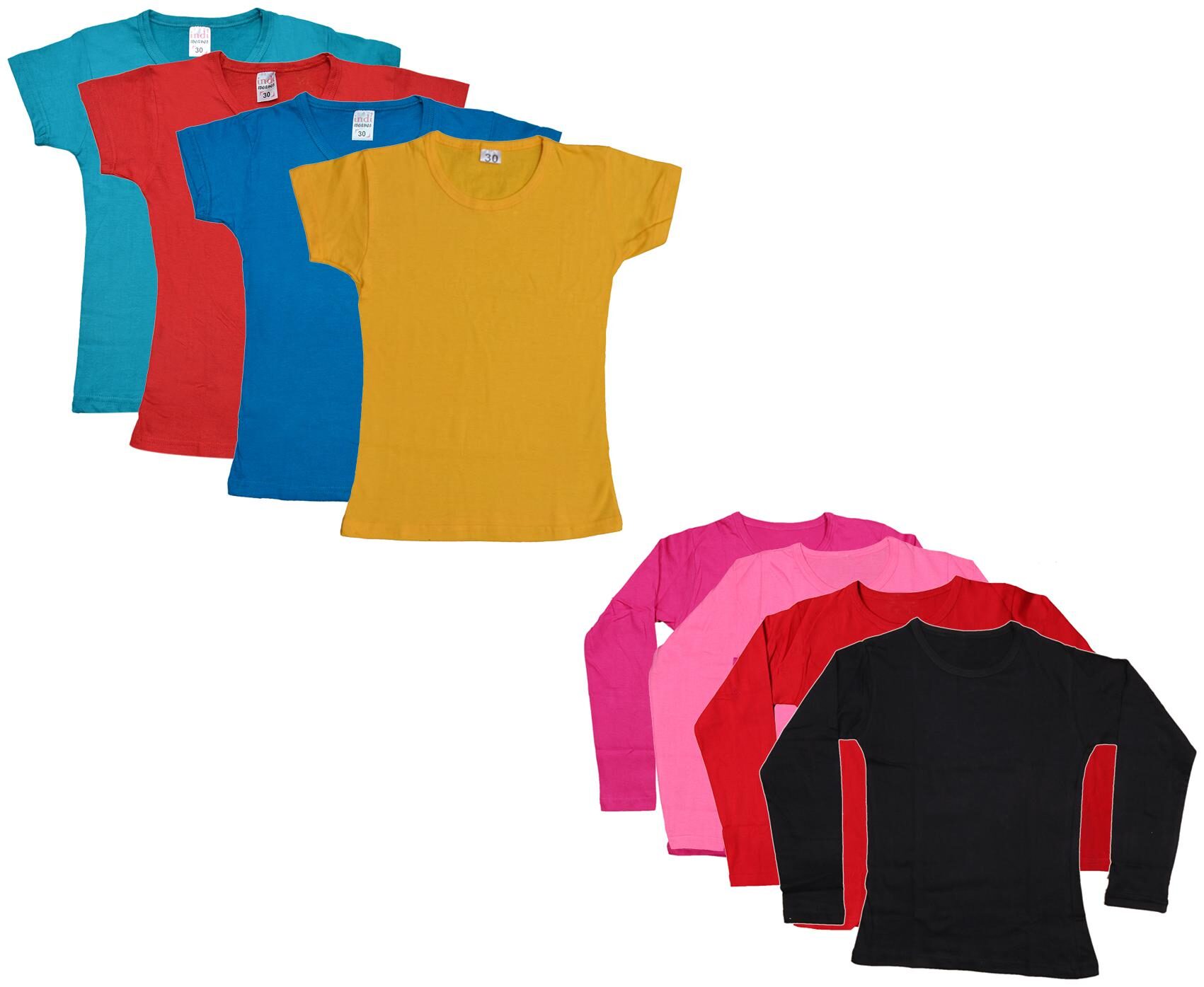 

Indiweaves Girl Cotton Solid T shirt - Multi