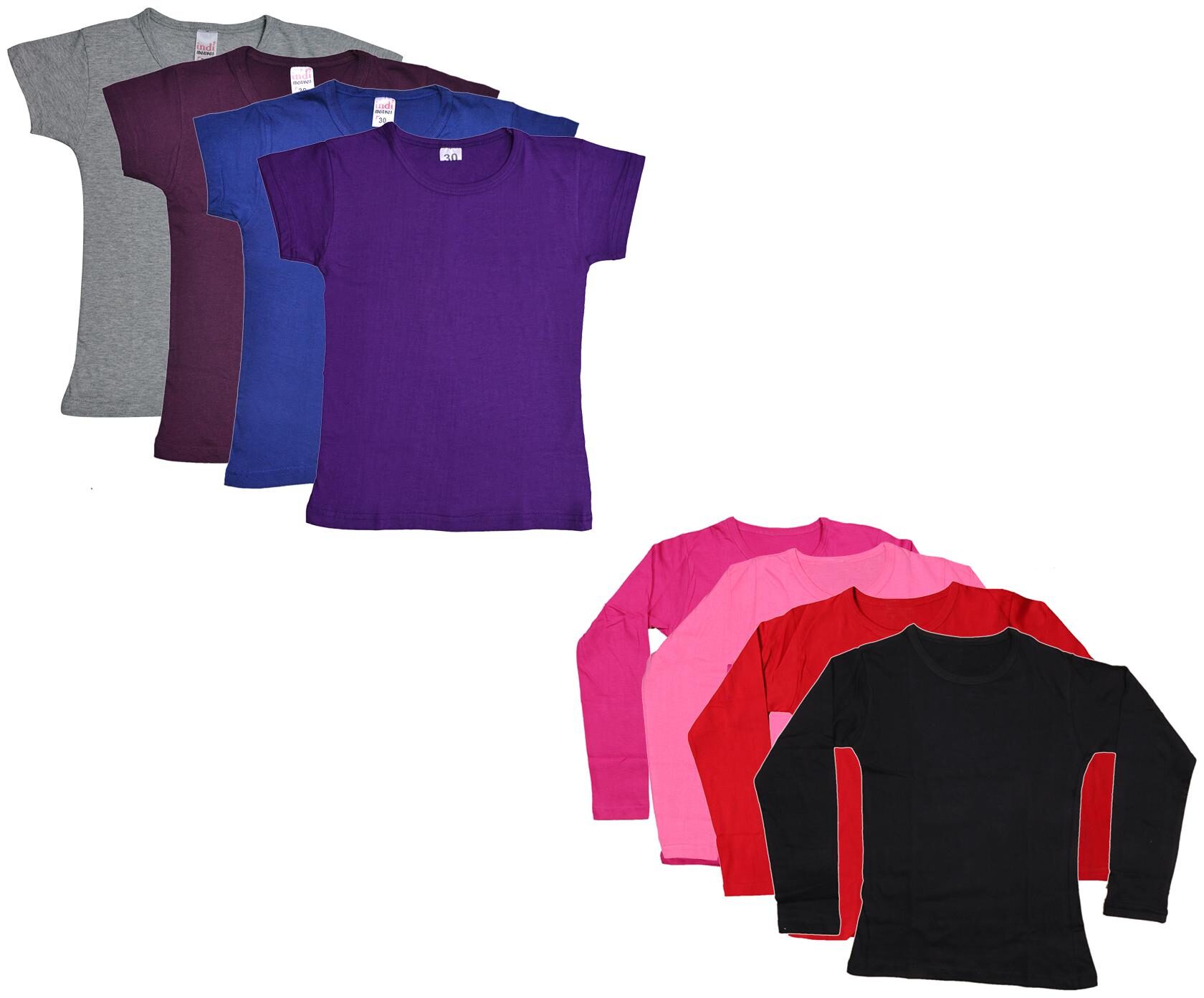 

Indiweaves Girl Cotton Solid T shirt - Multi