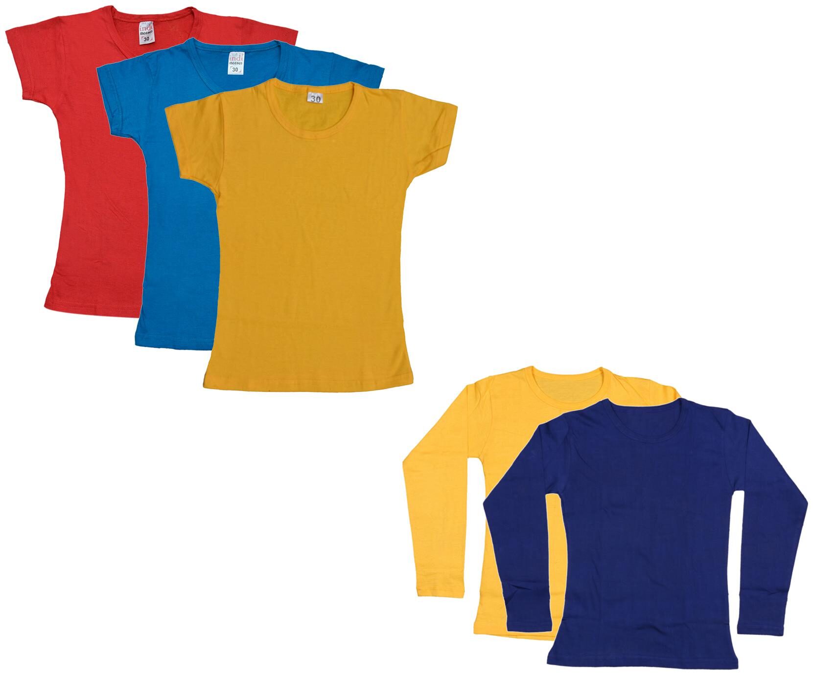 

Indiweaves Girl Cotton Solid T shirt - Multi
