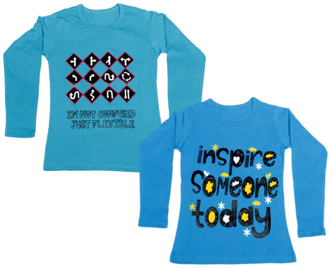 

Indiweaves Girl Cotton Solid Top - Blue