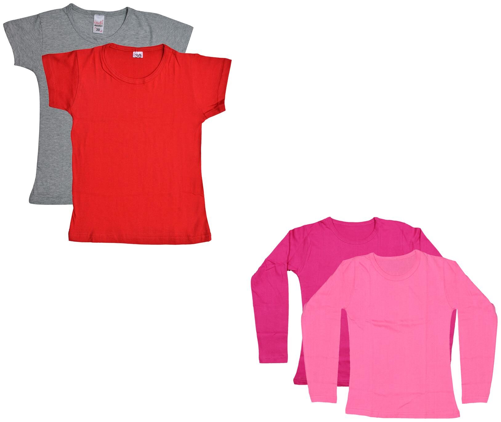 

Indiweaves Girl Cotton Solid T shirt - Multi