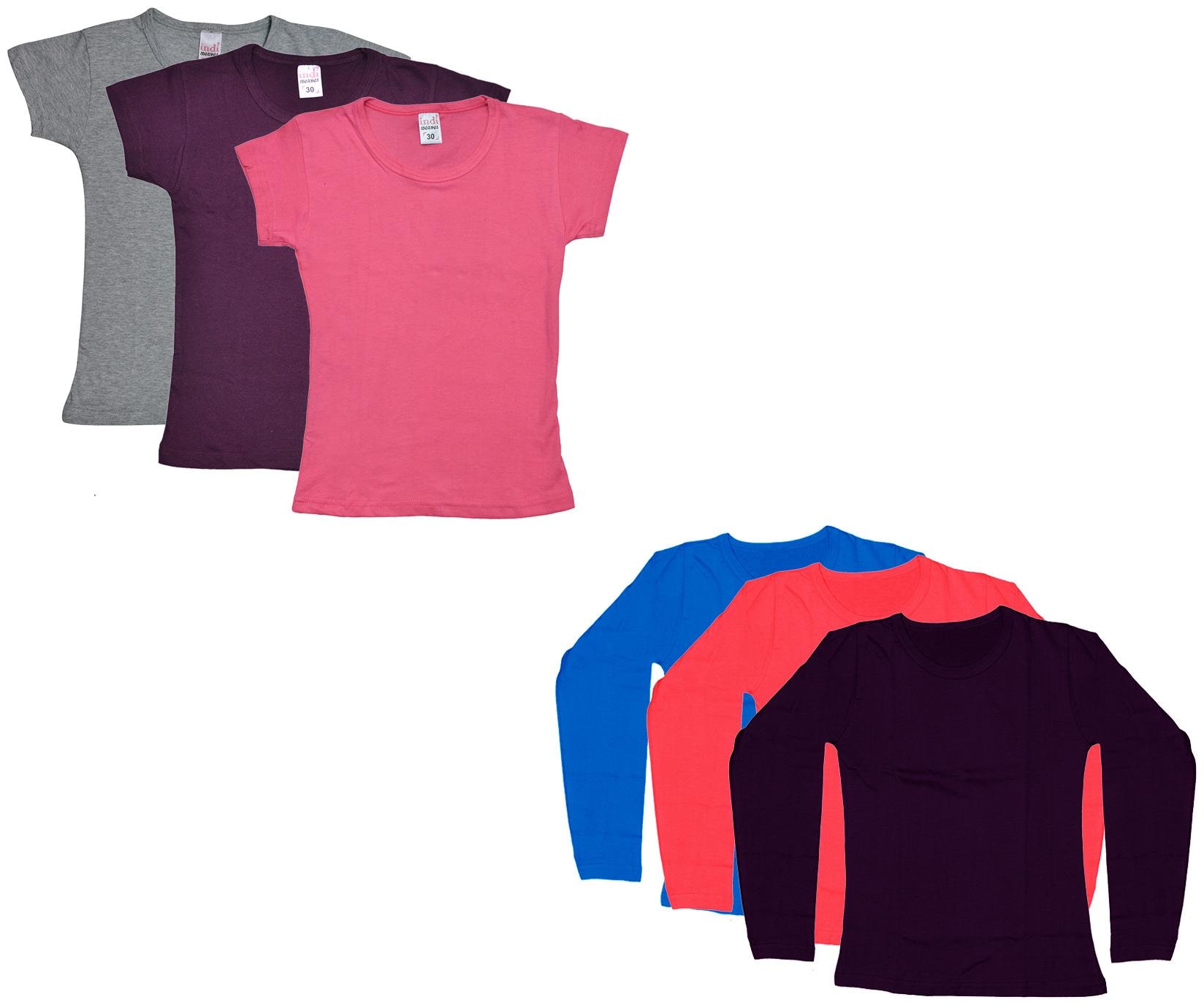 

Indiweaves Girl Cotton Solid T shirt - Multi