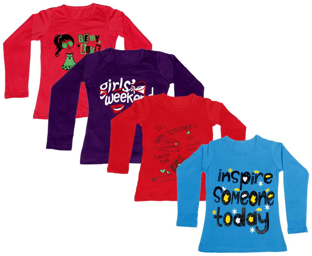 

Indiweaves Girl Cotton Printed T shirt - Multi