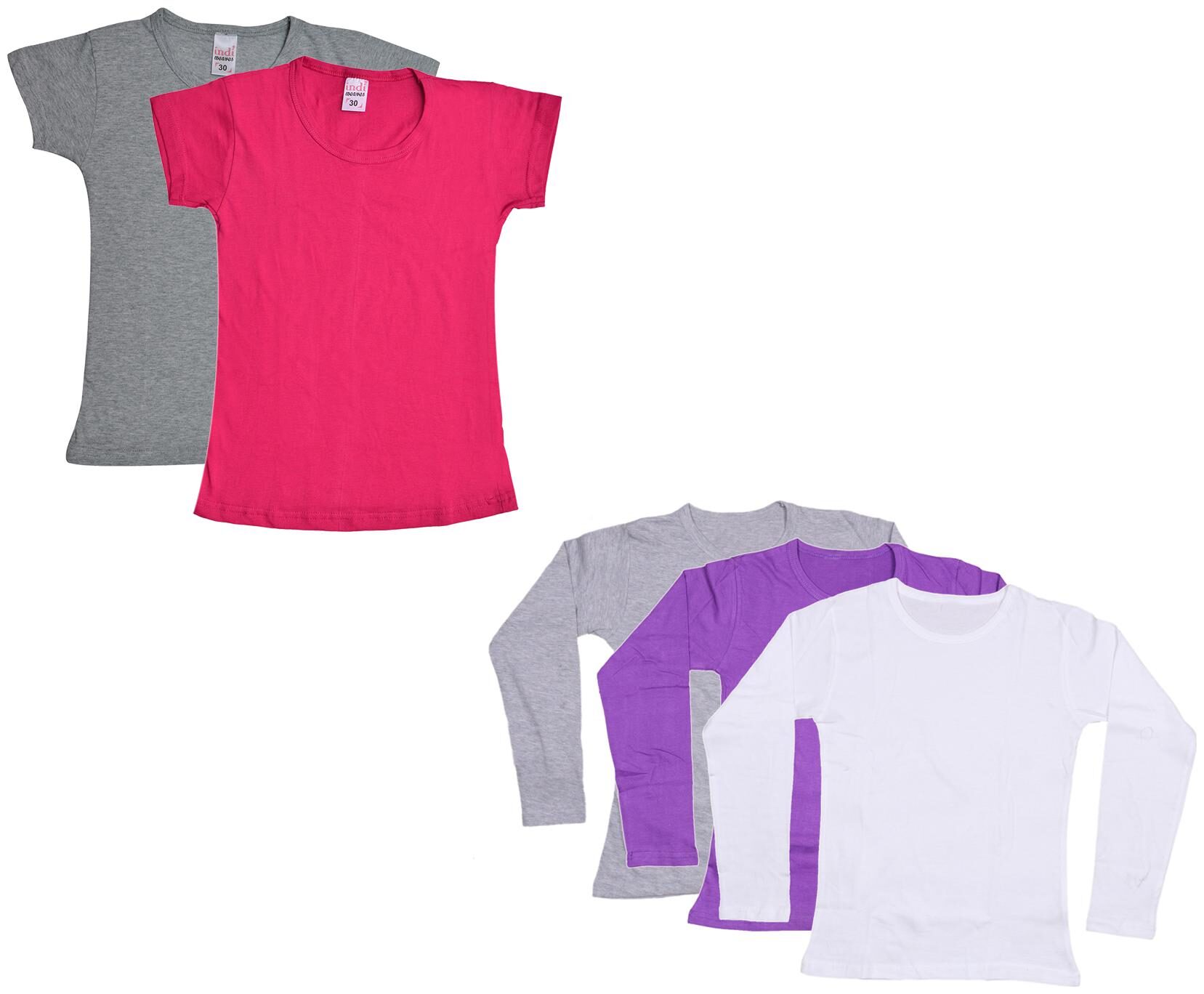 

Indiweaves Girl Cotton Solid T shirt - Multi