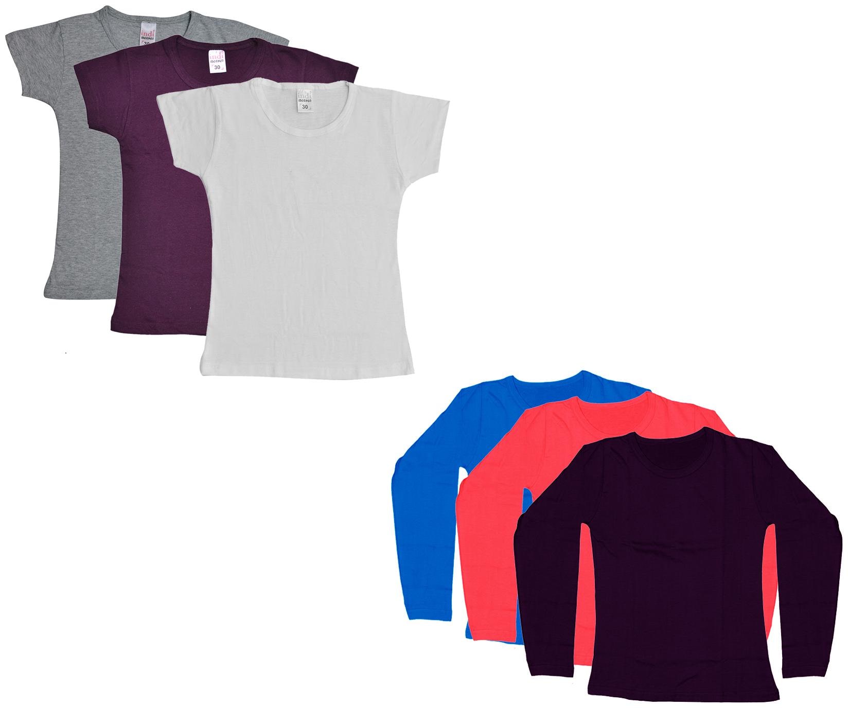 

Indiweaves Girl Cotton Solid T shirt - Multi