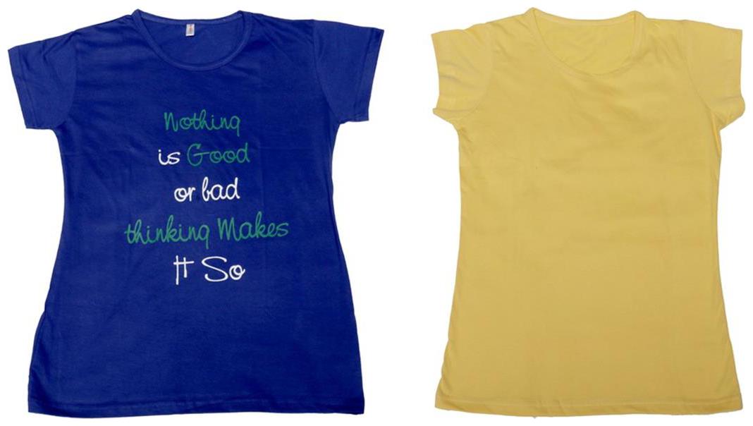 

Indiweaves Girl Cotton Solid T shirt - Multi