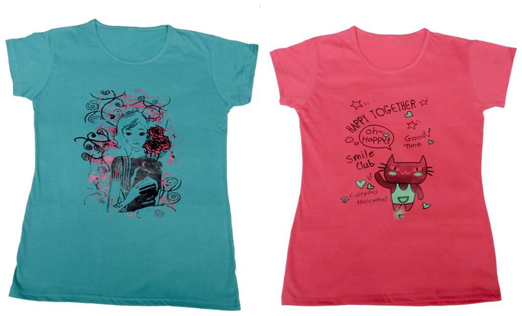 

Indiweaves Girl Cotton Solid T shirt - Multi