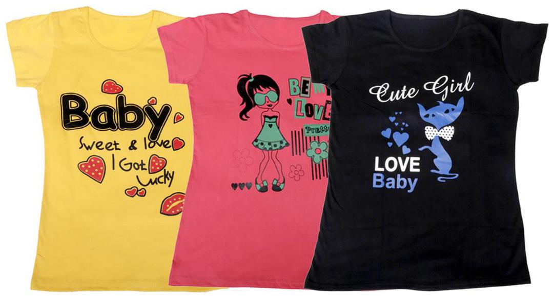 

Indiweaves Girl Cotton Printed T shirt - Black